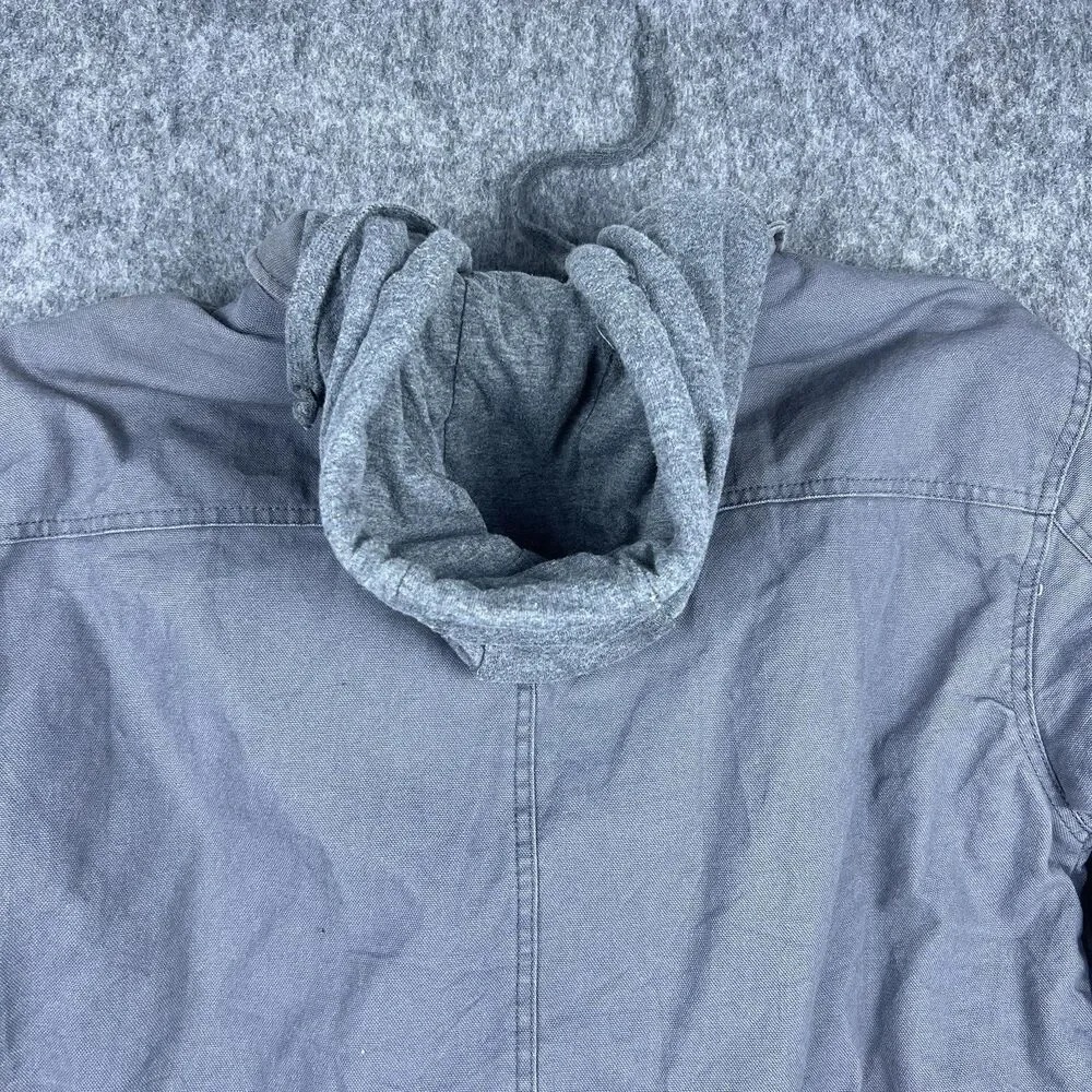 Wrangler Workwear Men's Jacket Hooded Light Grey Chore Coat Canvas Sz L (42-44)